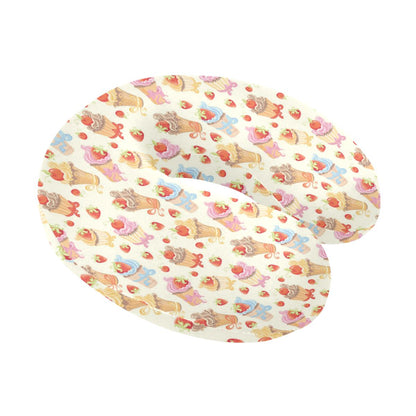 Cupcakes Strawberry Cherry Print U-Shaped Travel Neck Pillow-JTAMIGO.COM