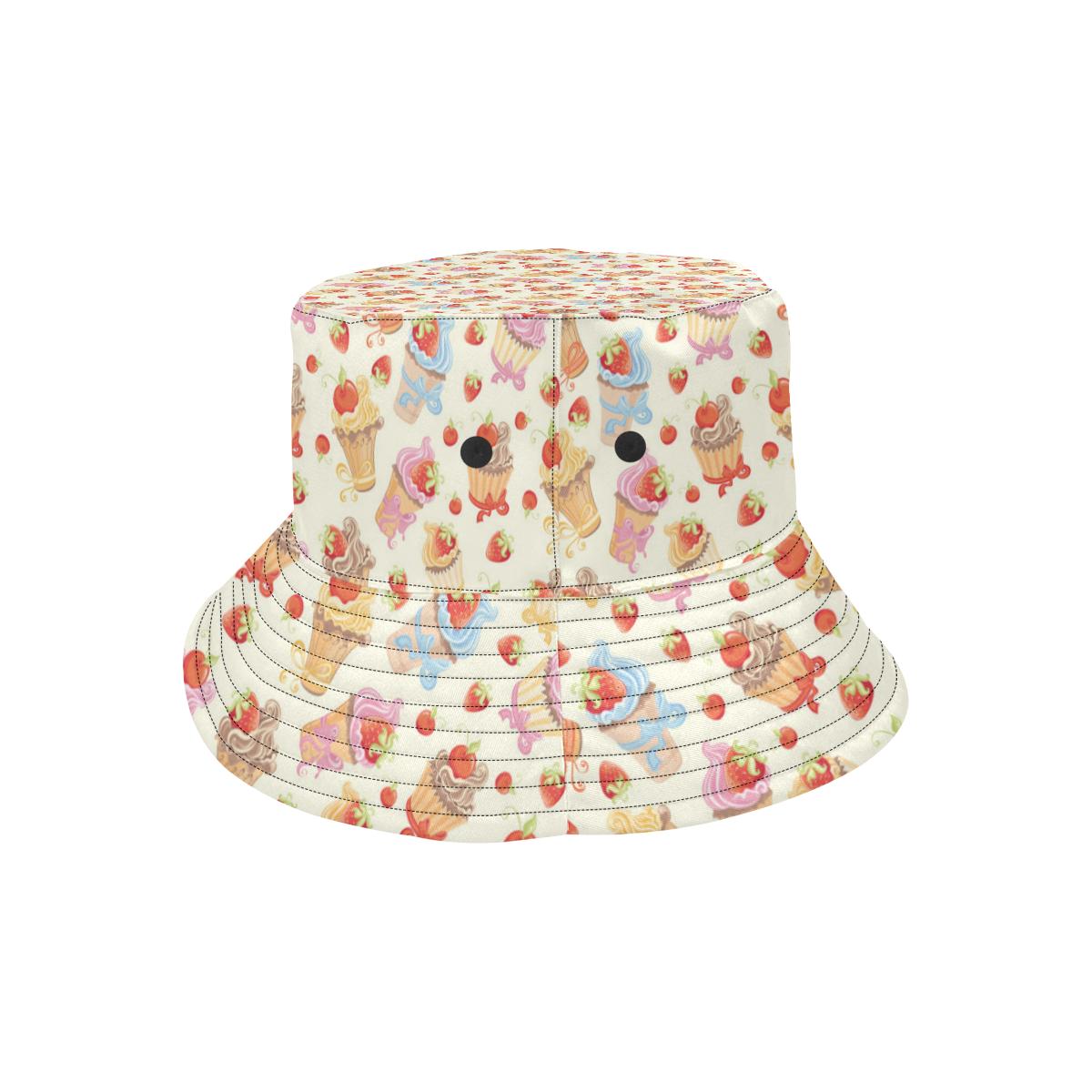 Cupcakes Strawberry Cherry Print Unisex Bucket Hat