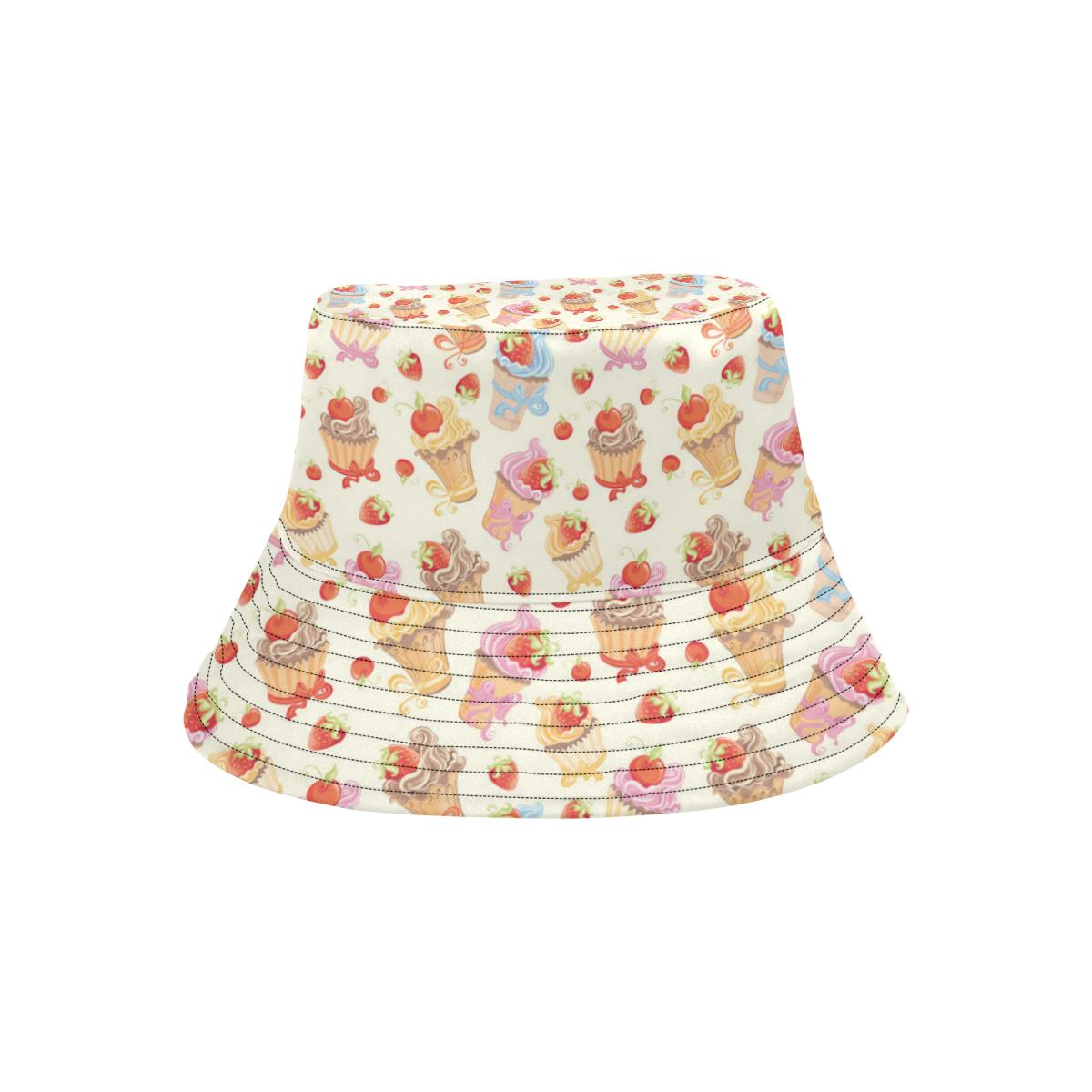 Cupcakes Strawberry Cherry Print Unisex Bucket Hat