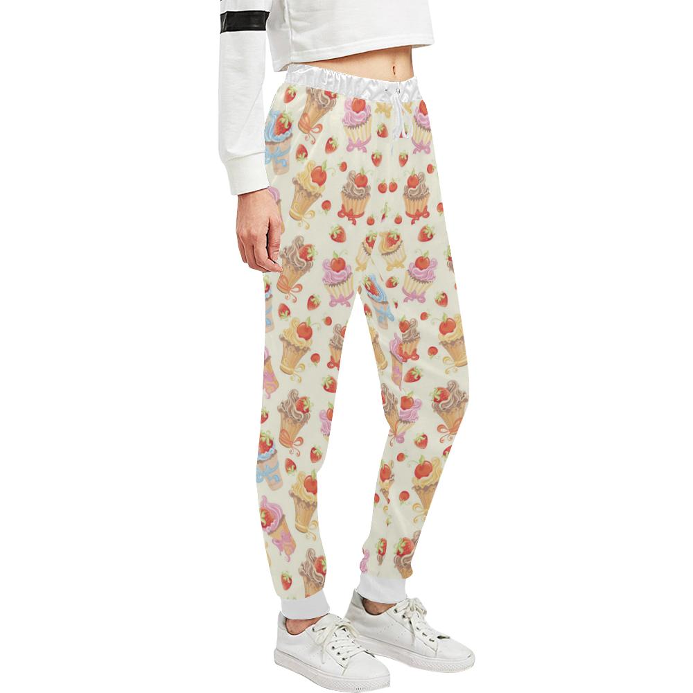 Cupcakes Strawberry Cherry Print Unisex Casual Sweatpants (Model L11)-JTAMIGO.COM