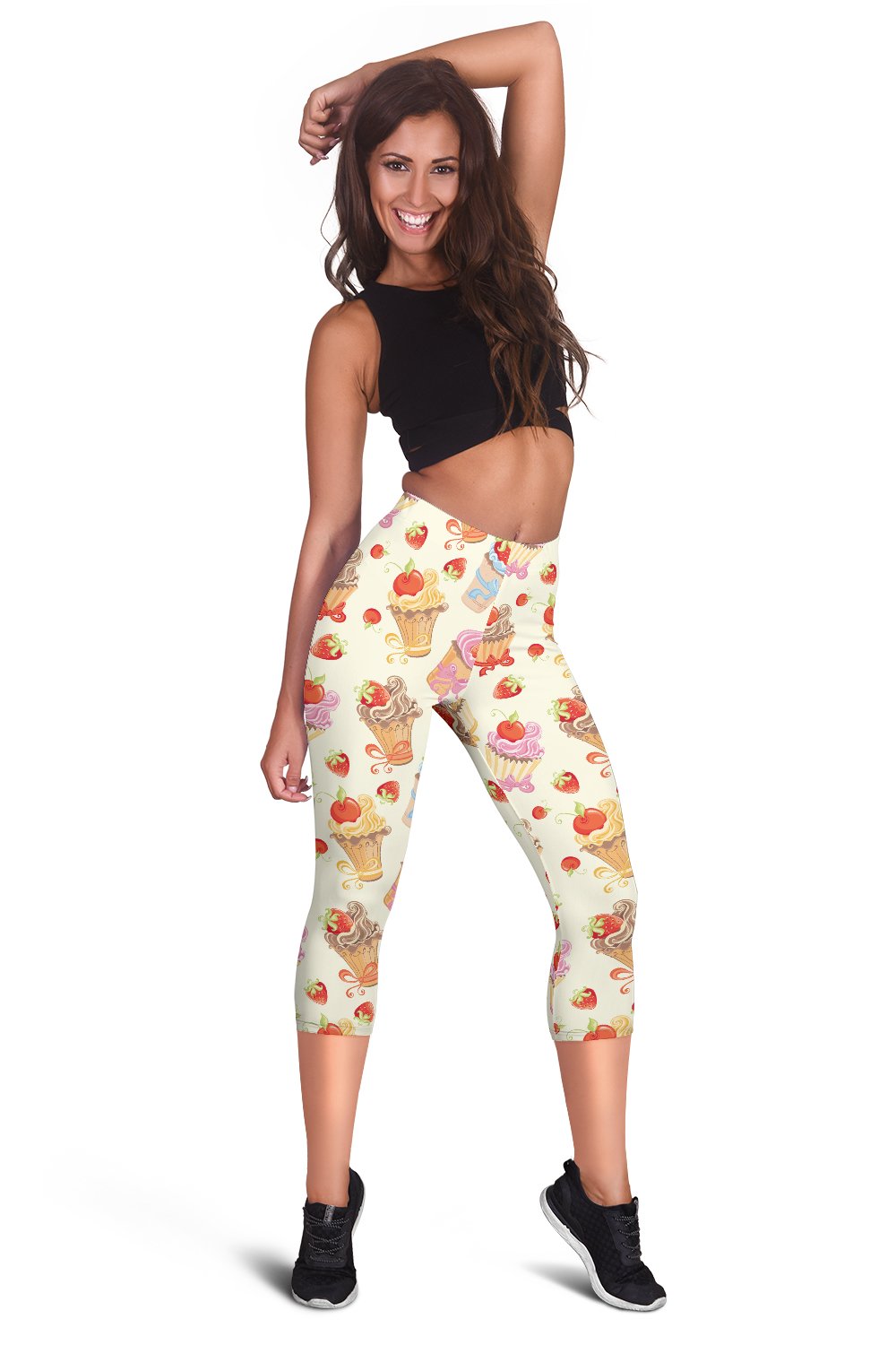 Cupcakes Strawberry Cherry Print Women Capris