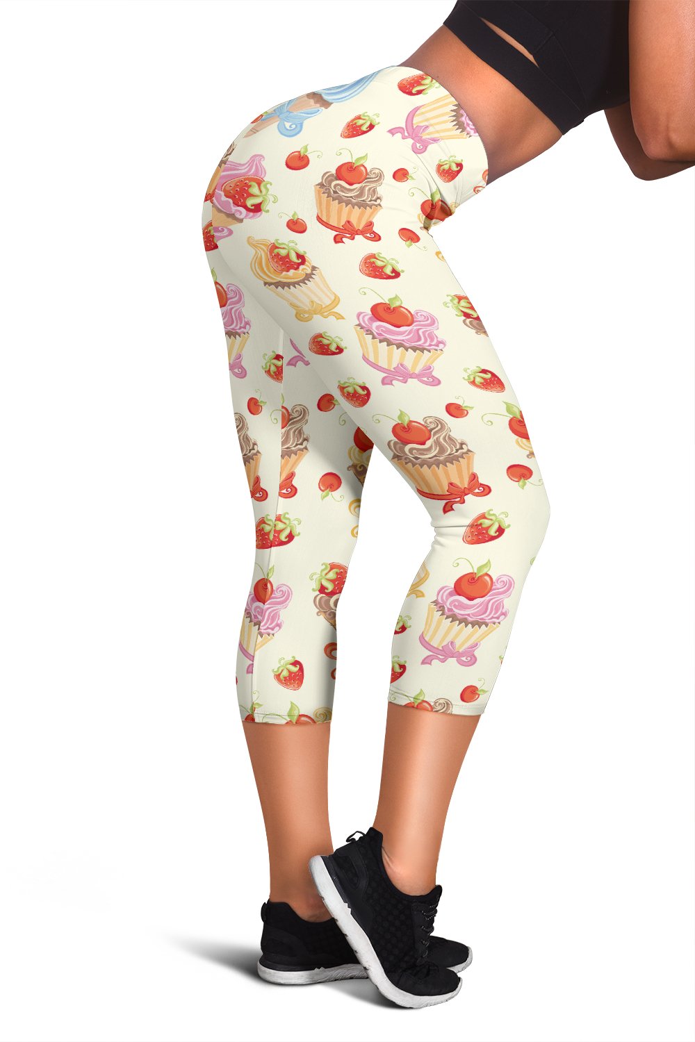 Cupcakes Strawberry Cherry Print Women Capris