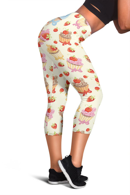 Cupcakes Strawberry Cherry Print Women Capris