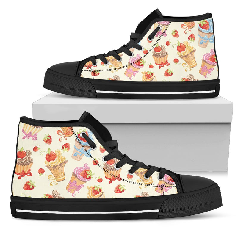 Cupcakes Strawberry Cherry Print Women High Top Shoes