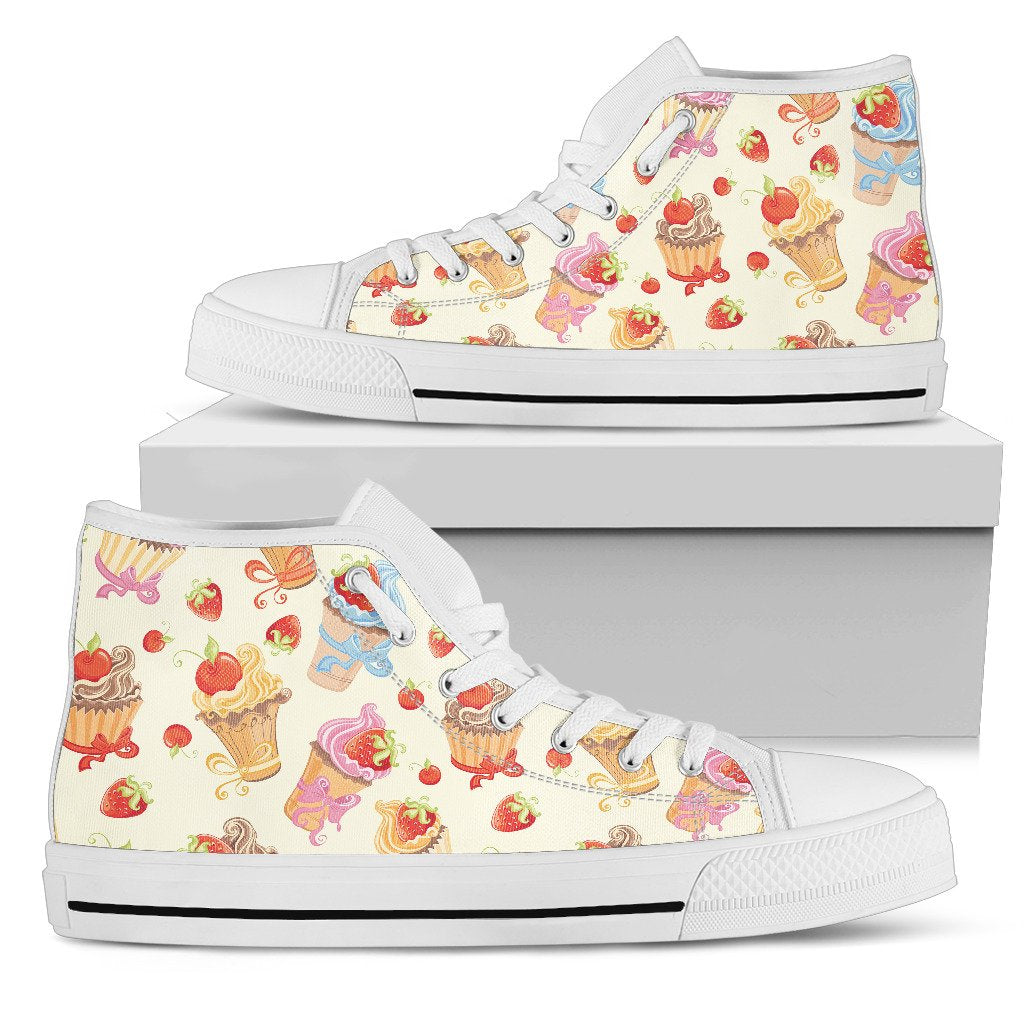 Cupcakes Strawberry Cherry Print Women High Top Shoes