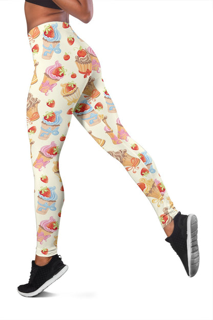 Cupcakes Strawberry Cherry Print Women Leggings