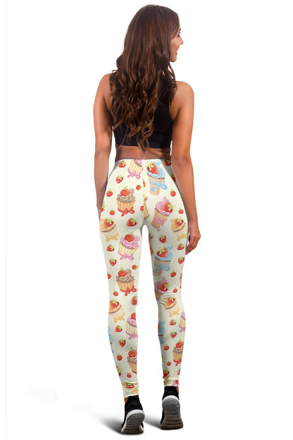 Cupcakes Strawberry Cherry Print Women Leggings