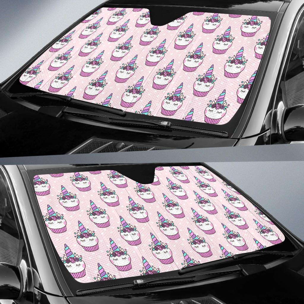 Cupcakes Unicorn Print Pattern Car Sun Shade For Windshield