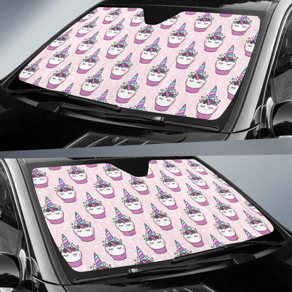 Cupcakes Unicorn Print Pattern Car Sun Shade For Windshield
