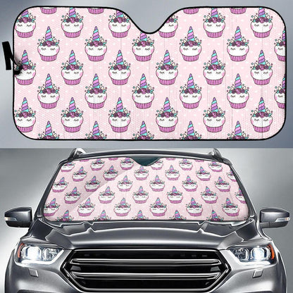 Cupcakes Unicorn Print Pattern Car Sun Shade For Windshield