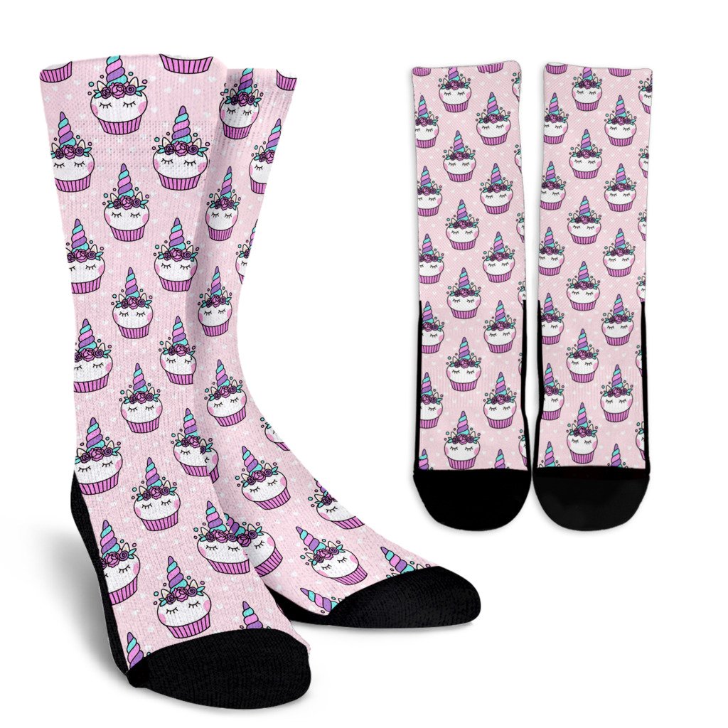 Cupcakes Unicorn Print Pattern Crew Socks