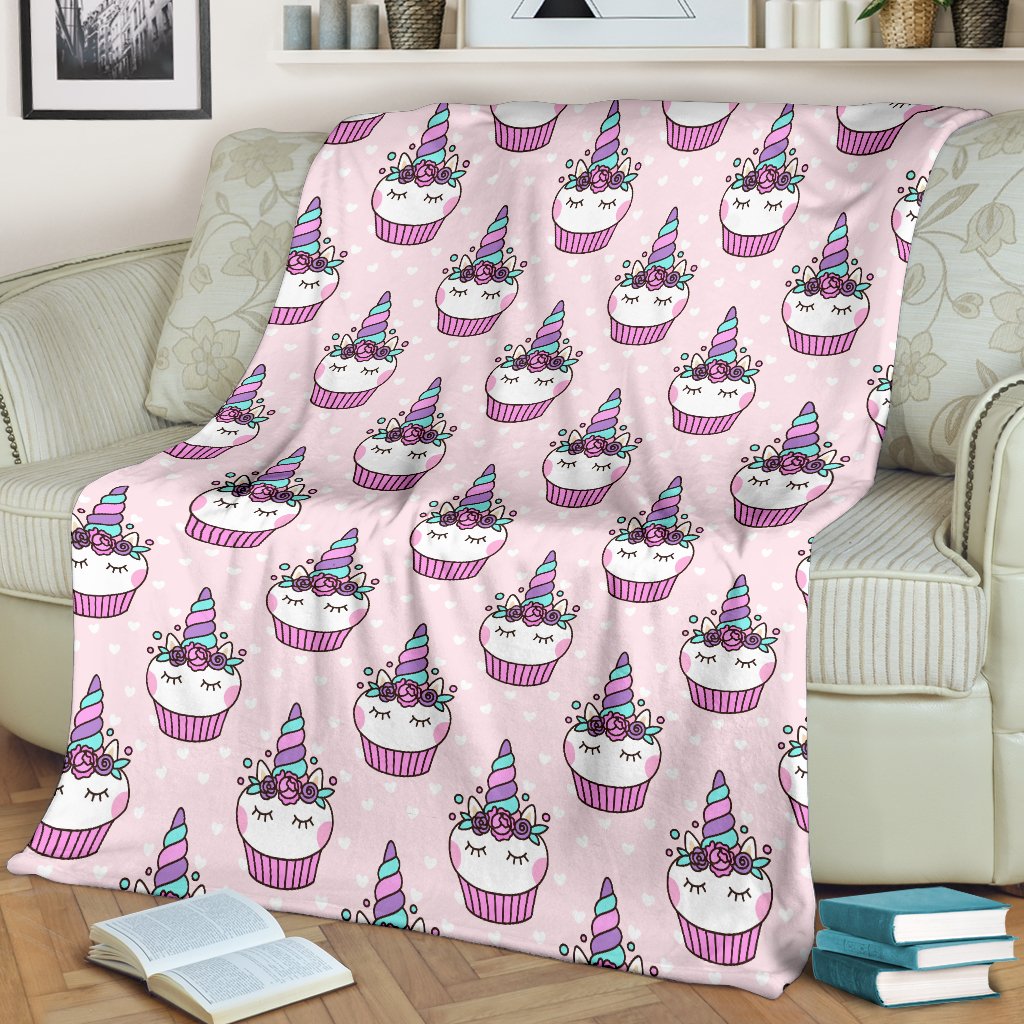 Cupcakes Unicorn Print Pattern Fleece Blanket