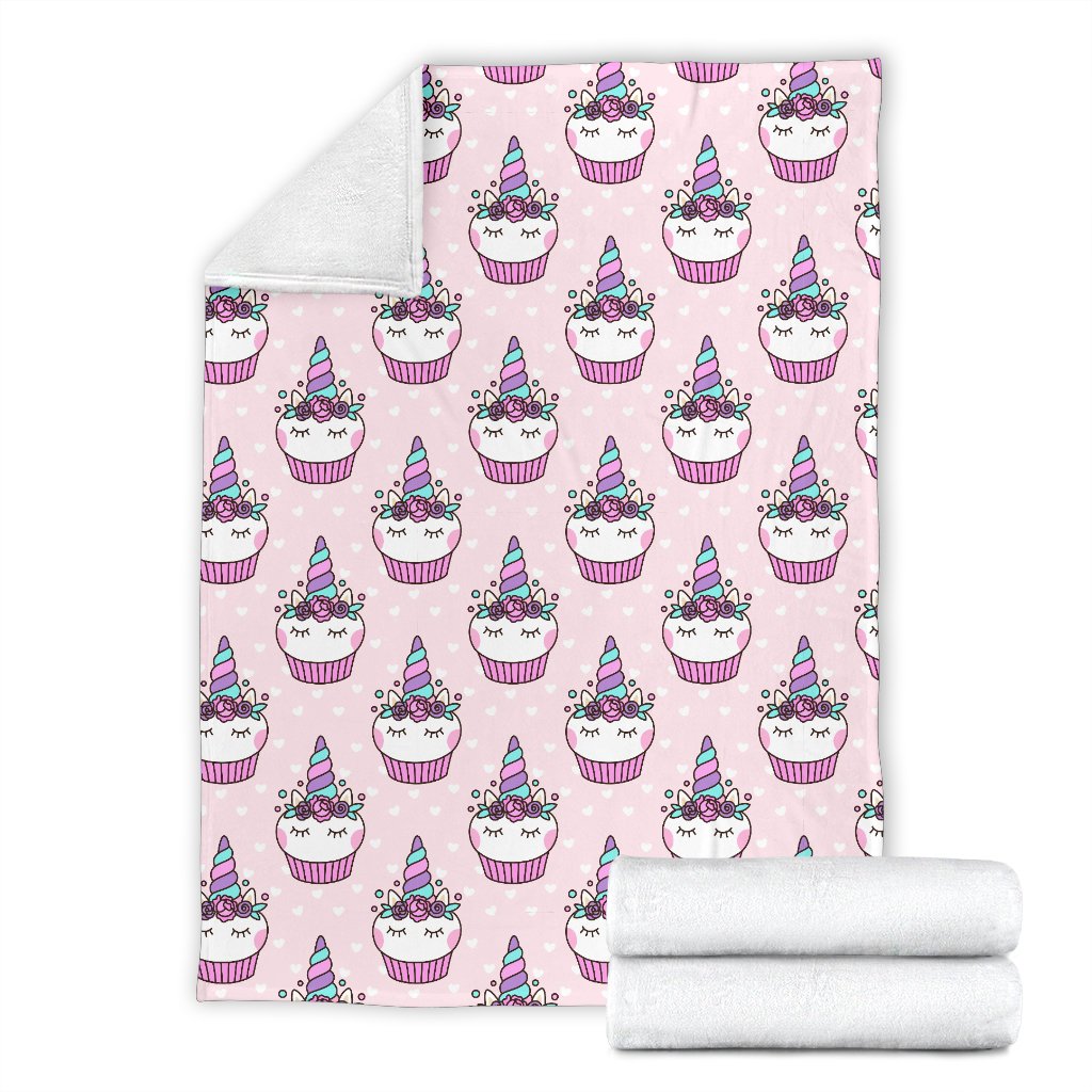 Cupcakes Unicorn Print Pattern Fleece Blanket