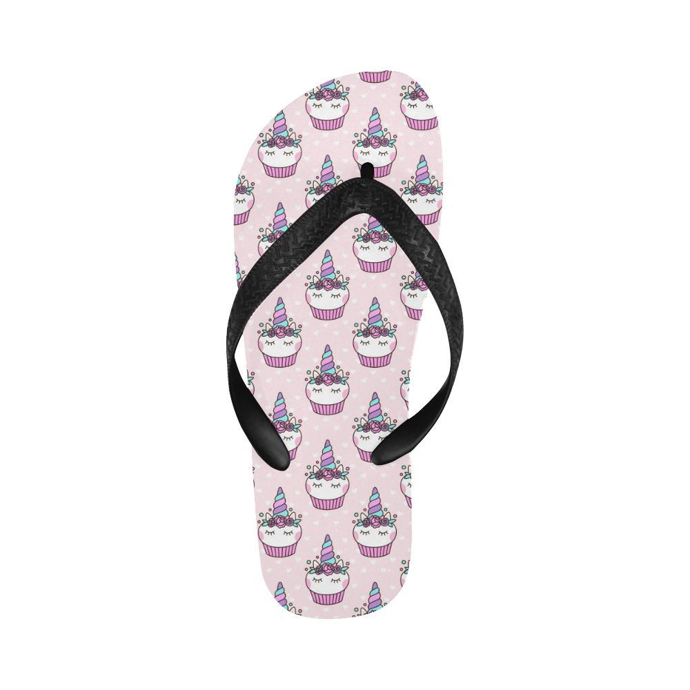 Cupcakes Unicorn Print Pattern Flip Flops-JTAMIGO.COM