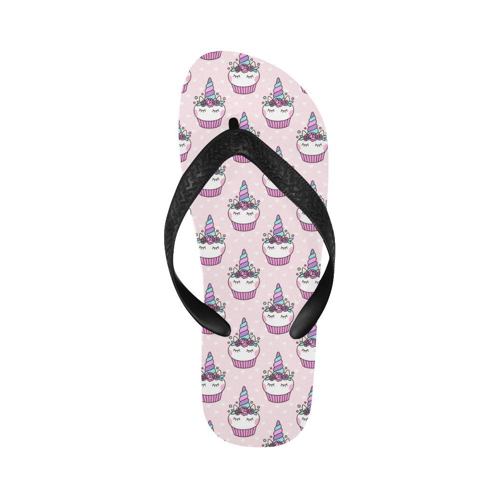 Cupcakes Unicorn Print Pattern Flip Flops-JTAMIGO.COM