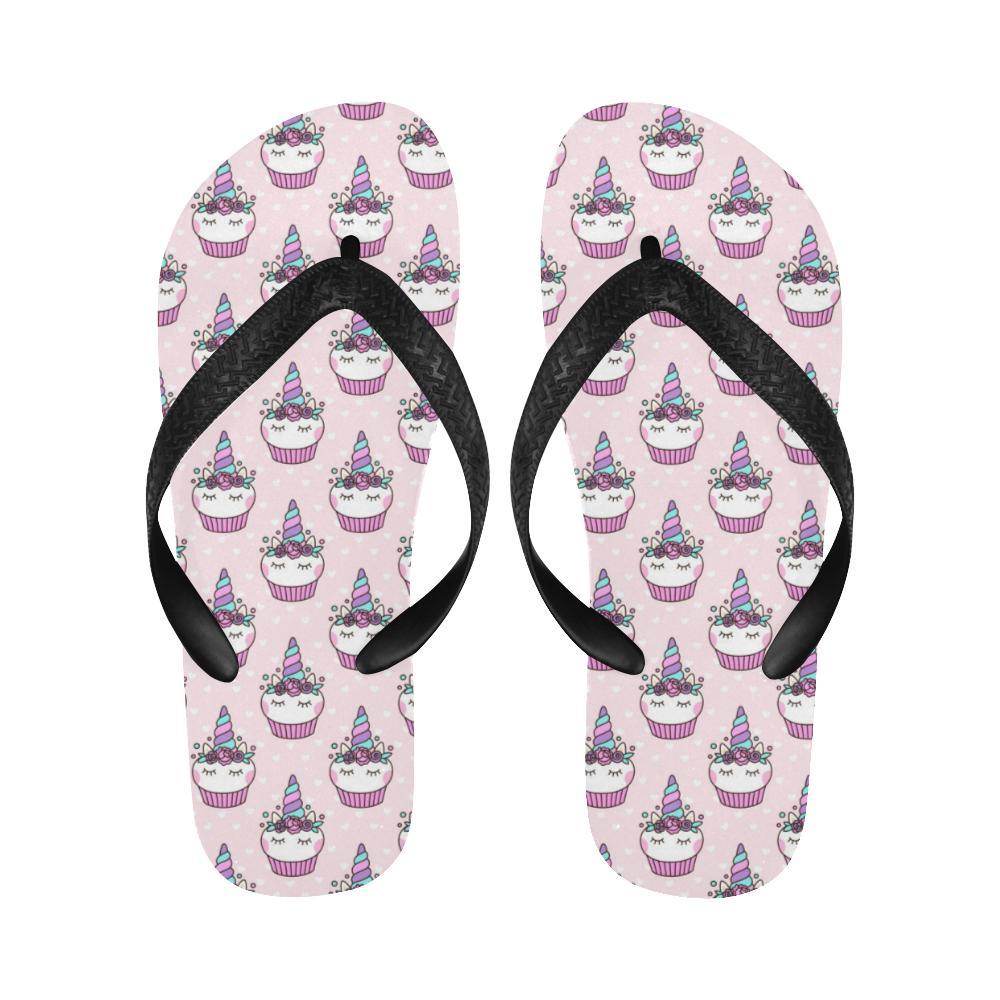 Cupcakes Unicorn Print Pattern Flip Flops-JTAMIGO.COM