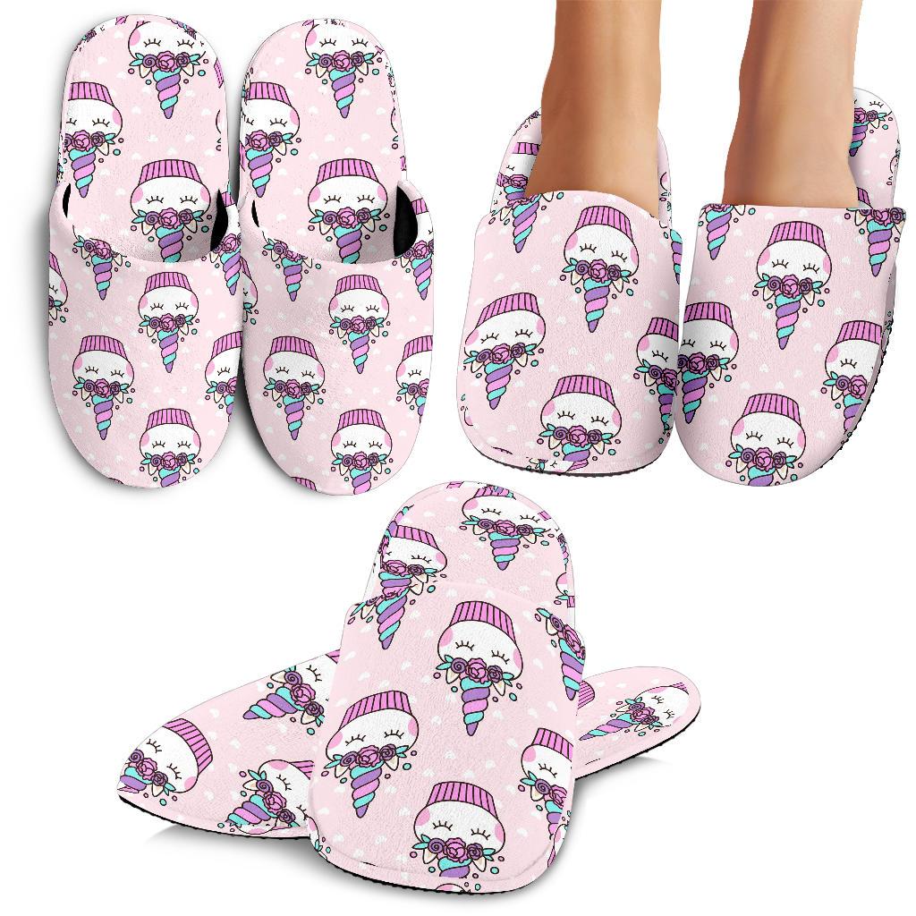 Cupcakes Unicorn Print Pattern House Slippers