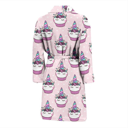 Cupcakes Unicorn Print Pattern Men Bath Robe-JTAMIGO.COM
