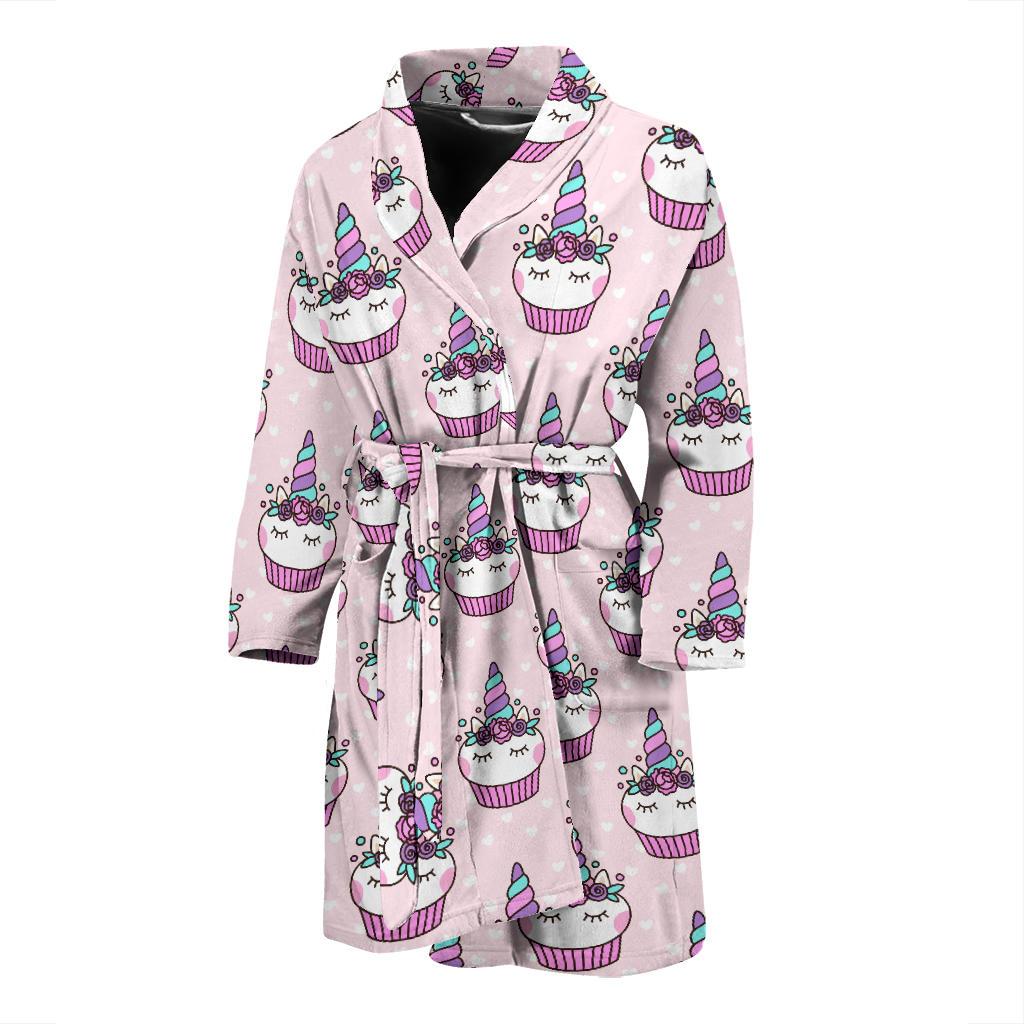 Cupcakes Unicorn Print Pattern Men Bath Robe-JTAMIGO.COM