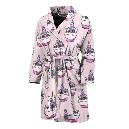 Cupcakes Unicorn Print Pattern Men Bath Robe-JTAMIGO.COM