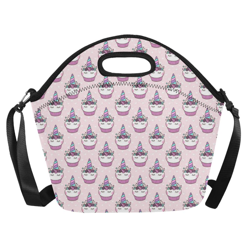 Cupcakes Unicorn Print Pattern Neoprene Lunch Bag (Model 1669)(Large)-JTAMIGO.COM