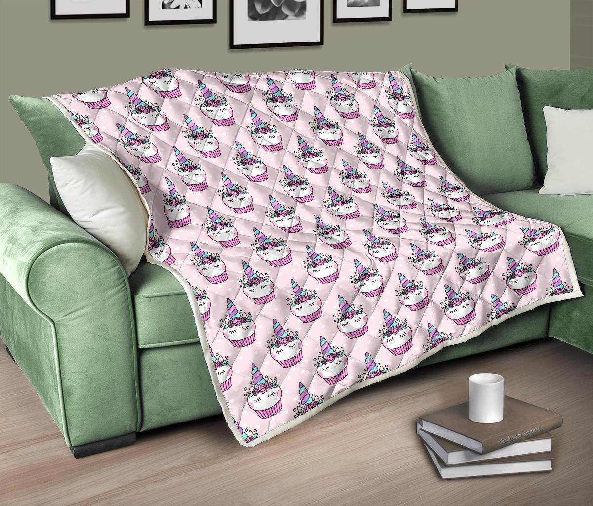 Cupcakes Unicorn Print Pattern Premium Quilt-JTAMIGO.COM