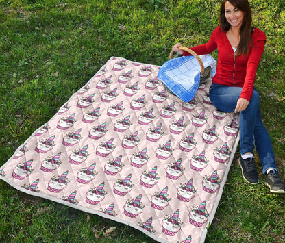 Cupcakes Unicorn Print Pattern Premium Quilt-JTAMIGO.COM