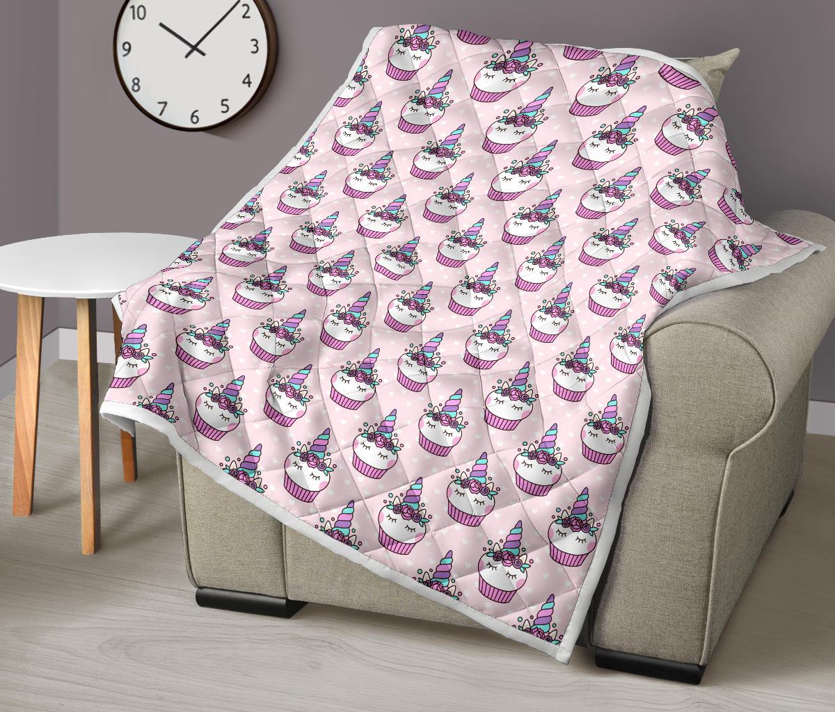 Cupcakes Unicorn Print Pattern Premium Quilt-JTAMIGO.COM