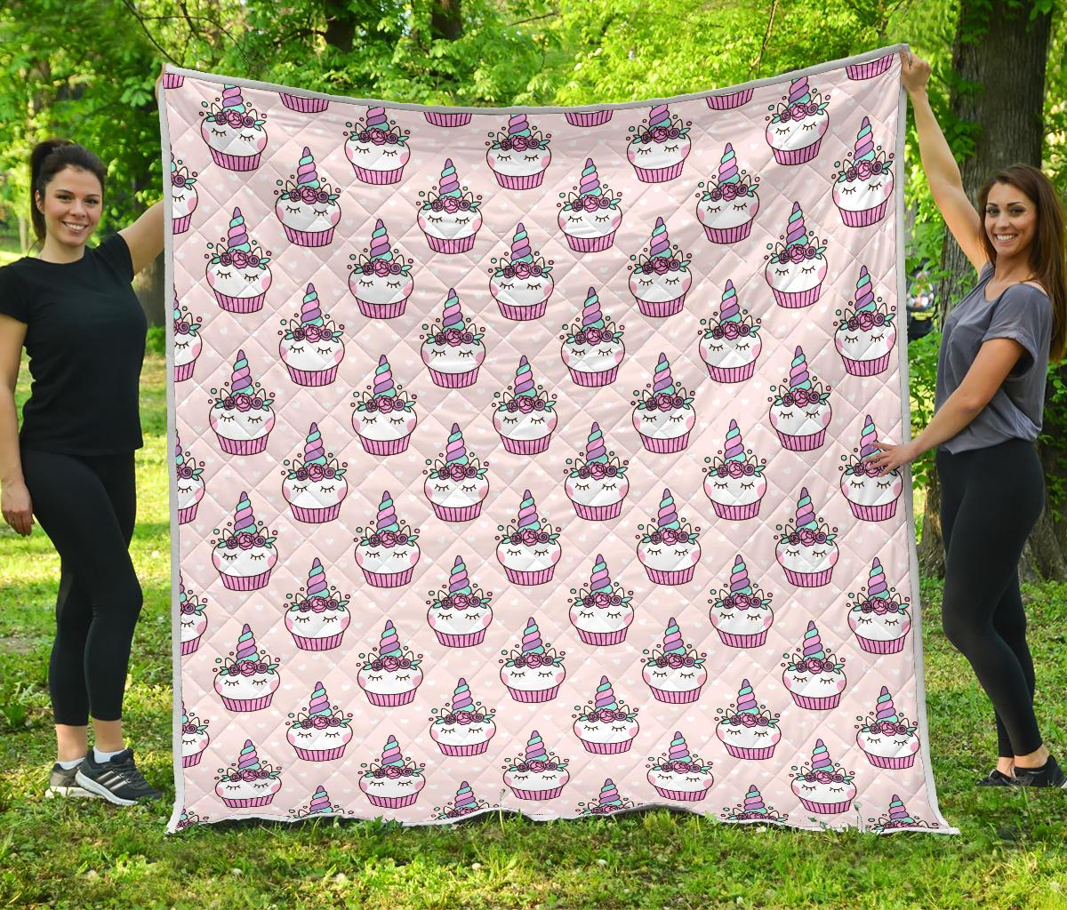 Cupcakes Unicorn Print Pattern Premium Quilt-JTAMIGO.COM