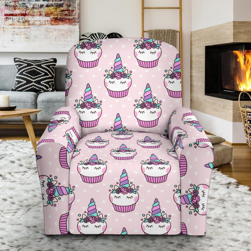 Cupcakes Unicorn Print Pattern Single Sofa Slipcover -JTAMIGO.COM