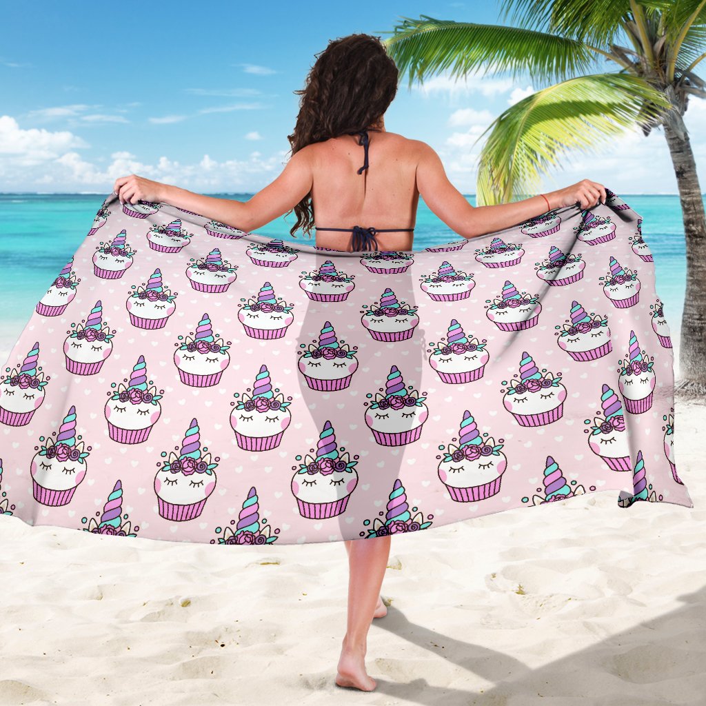 Cupcakes Unicorn Print Pattern Sarong Pareo Wrap