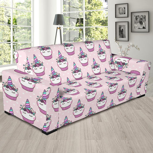 Cupcakes Unicorn Print Pattern Sofa Slipcover-JTAMIGO.COM