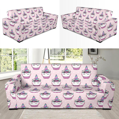 Cupcakes Unicorn Print Pattern Sofa Slipcover-JTAMIGO.COM