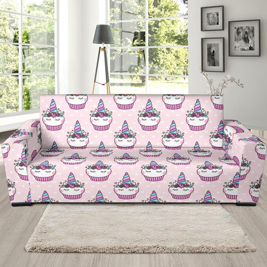Cupcakes Unicorn Print Pattern Sofa Slipcover-JTAMIGO.COM