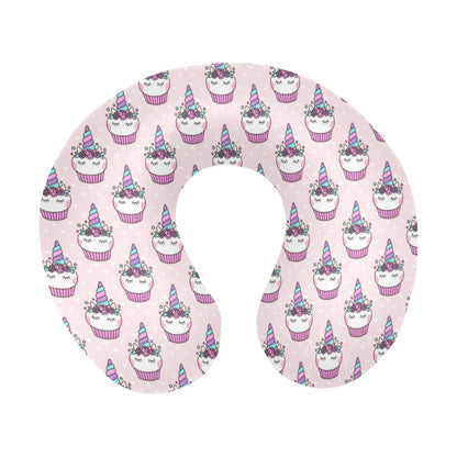 Cupcakes Unicorn Print Pattern U-Shaped Travel Neck Pillow-JTAMIGO.COM