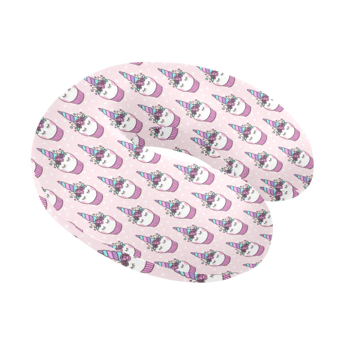 Cupcakes Unicorn Print Pattern U-Shaped Travel Neck Pillow-JTAMIGO.COM