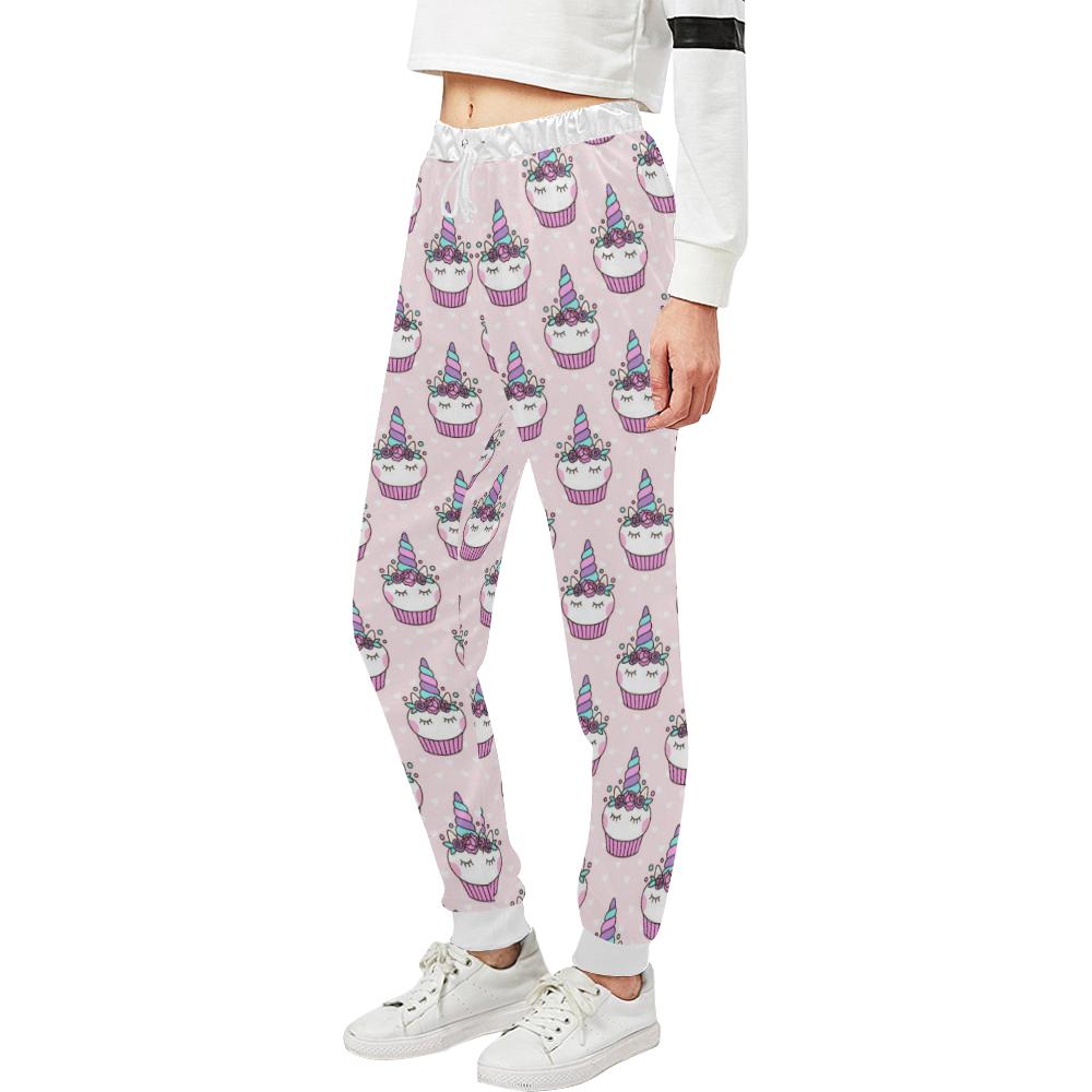 Cupcakes Unicorn Print Pattern Unisex Casual Sweatpants (Model L11)-JTAMIGO.COM