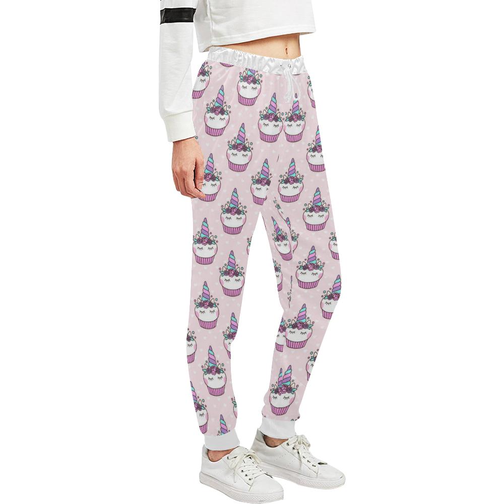 Cupcakes Unicorn Print Pattern Unisex Casual Sweatpants (Model L11)-JTAMIGO.COM