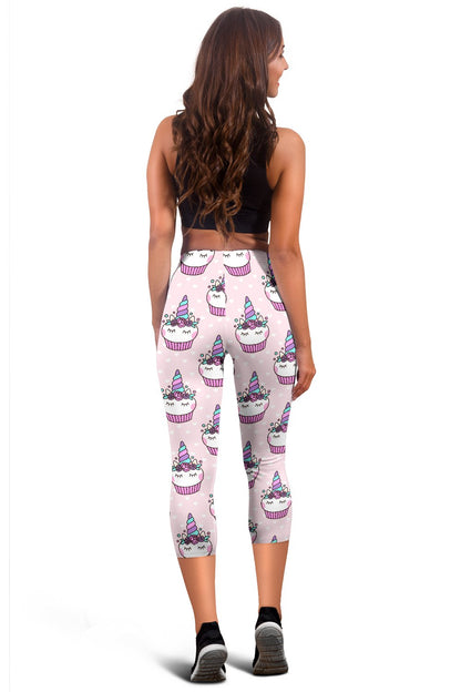 Cupcakes Unicorn Print Pattern Women Capris