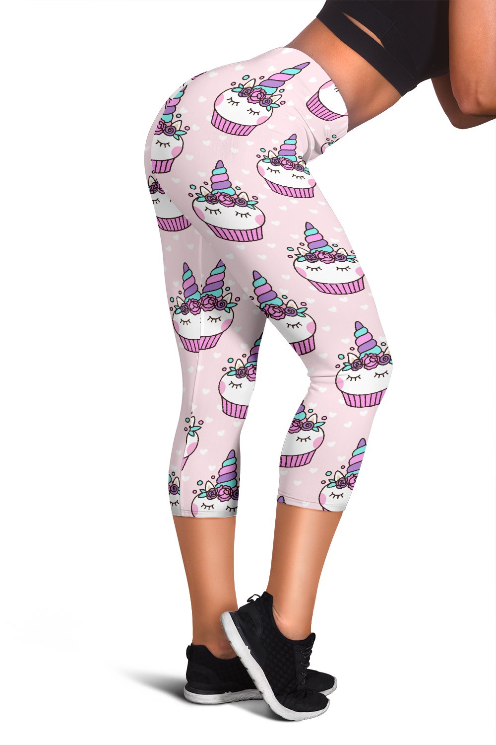 Cupcakes Unicorn Print Pattern Women Capris