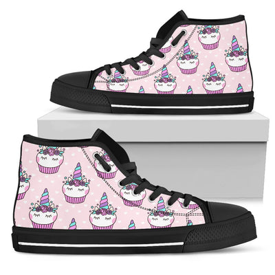 Cupcakes Unicorn Print Pattern Women High Top Shoes