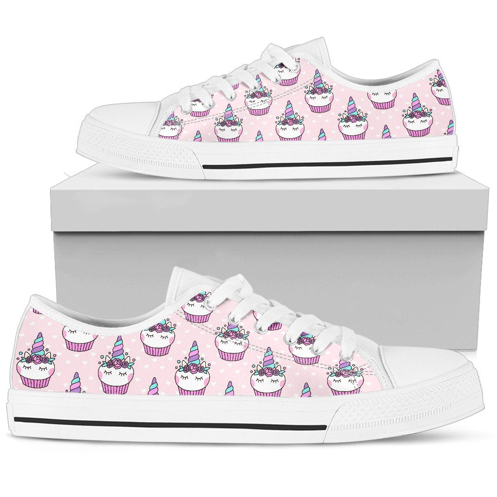 Cupcakes Unicorn Print Pattern Women Low Top Shoes