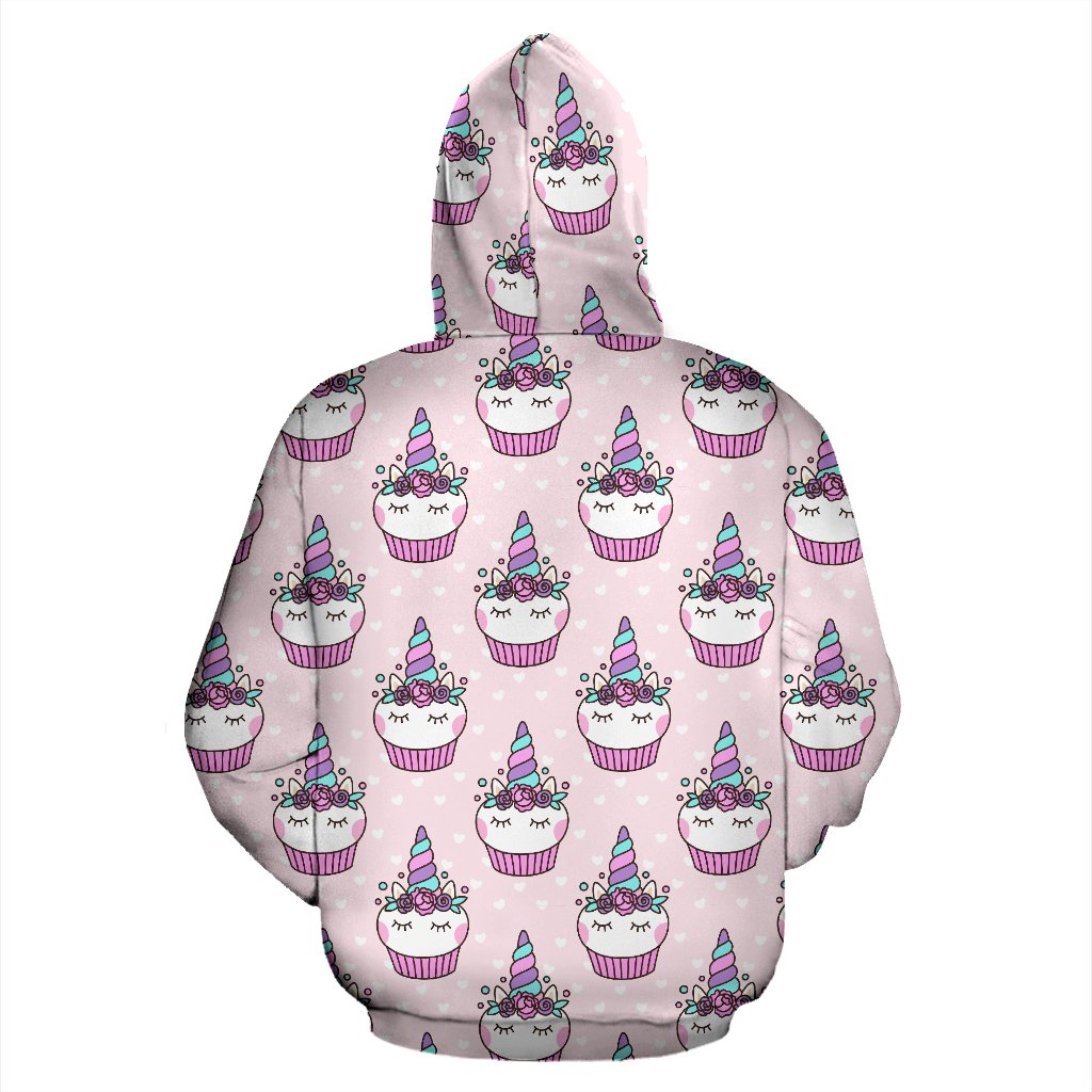 Cupcakes Unicorn Print Pattern Zip Up Hoodie