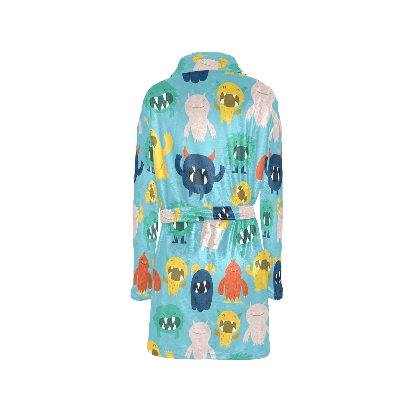 Monster Cartoon Pattern Print Design 03 Women's Fleece Robe