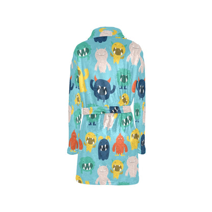 Monster Cartoon Pattern Print Design 03 Women's Fleece Robe