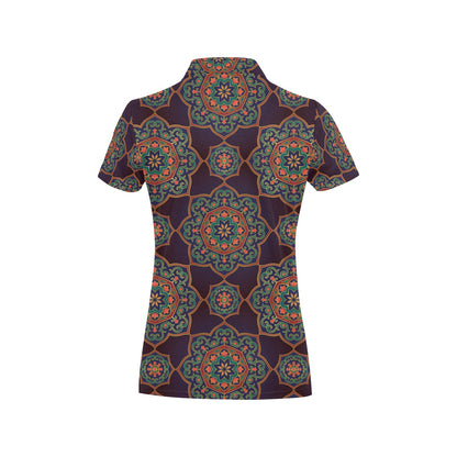 Medallion Pattern Print Design 03 Women's Polo Shirt