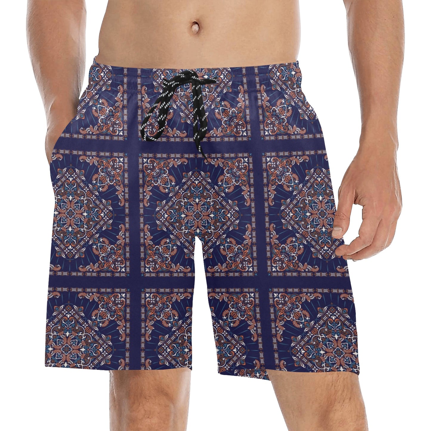 Bandana Print Design LKS3012 Men's Swim Trunks Beach Shorts