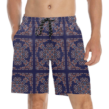 Bandana Print Design LKS3012 Men's Swim Trunks Beach Shorts
