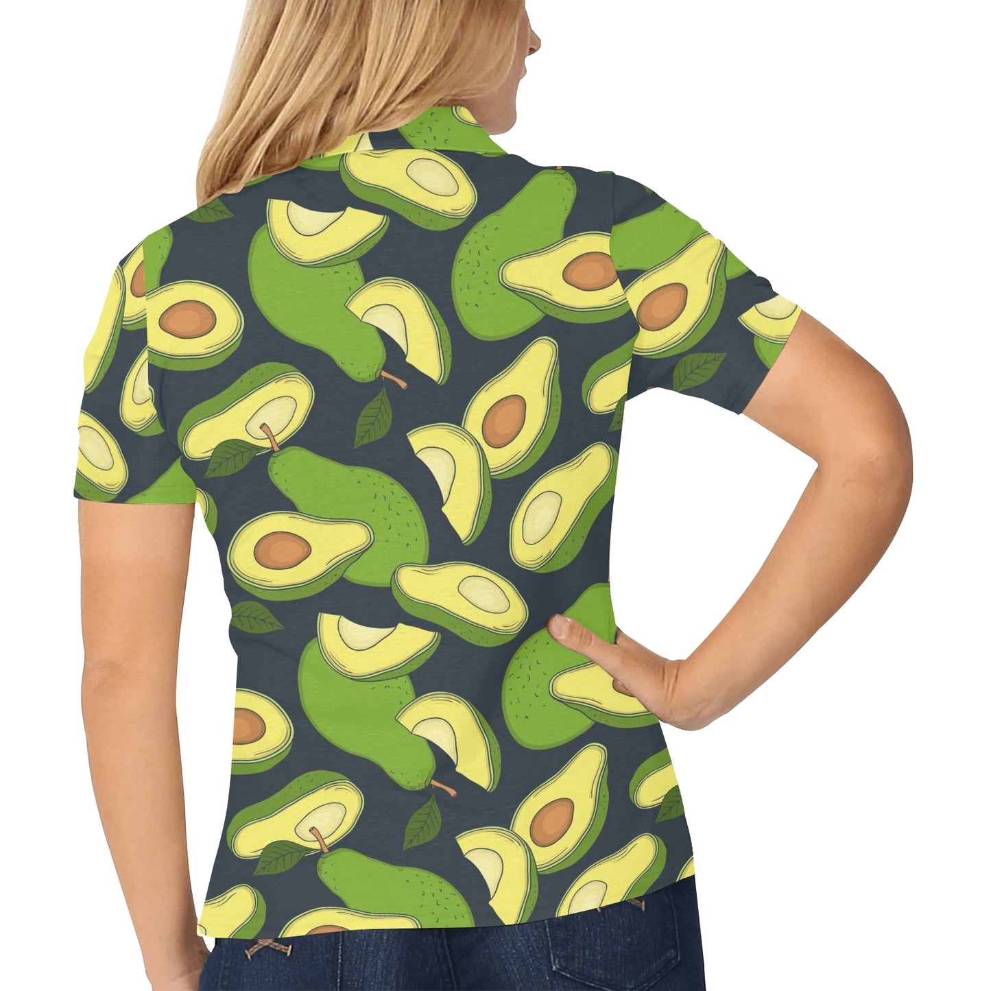 Avocado Pattern Print Design AC013 Women's Polo Shirt