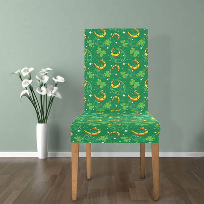 Shamrock With Horse Shoes Print Design LKS305 Dining Chair Slipcover